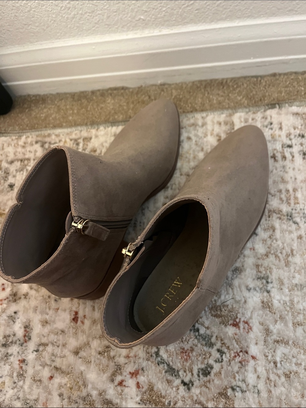 J. Crew Taupe Suede Pointed Toe Ankle Booties